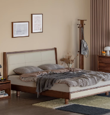 全友家居真皮床轻奢现代主卧大床头层牛皮双人床家具