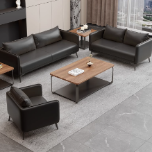 香尔特（Xiangerte）办公家具商务沙发接待会客室皮艺沙发休闲简约风真皮3+1+1+长茶几