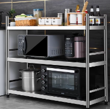 304不锈钢厨房置物架落地4层特厚收纳架子微波炉架多功能储物架子